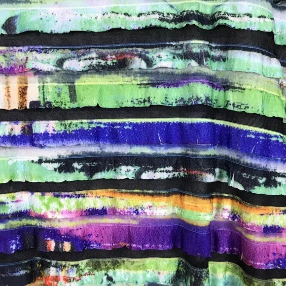 IC BY CONNIE K Textured Tiered Ruffle Tunic Top Size XL Pockets Colorful Artsy - Picture 3 of 15